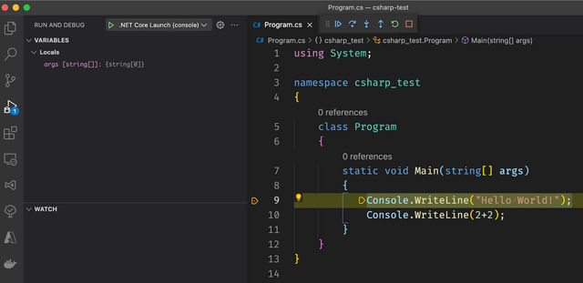 debugging image in vs code