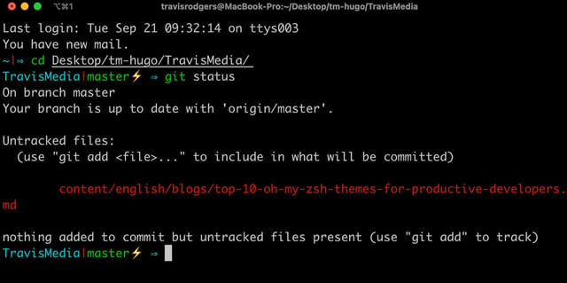 oh my zsh miloshadzic theme