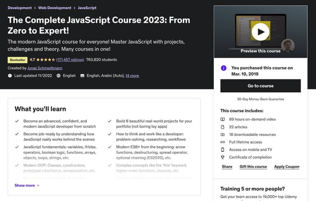 javascript udemy course
