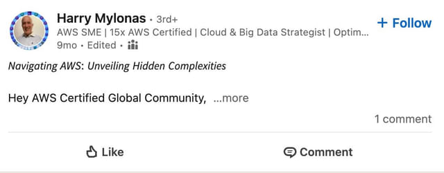 a linkedin profile with 15x aws certifications
