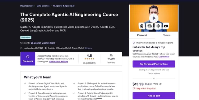 a screenshot of the Udemy course The Complete Agentic AI Engineering Course