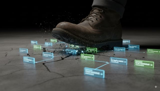 a boot squashing a bunch of git commits with sha hashes showing