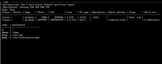 a screenshot of starting partitioning of disks