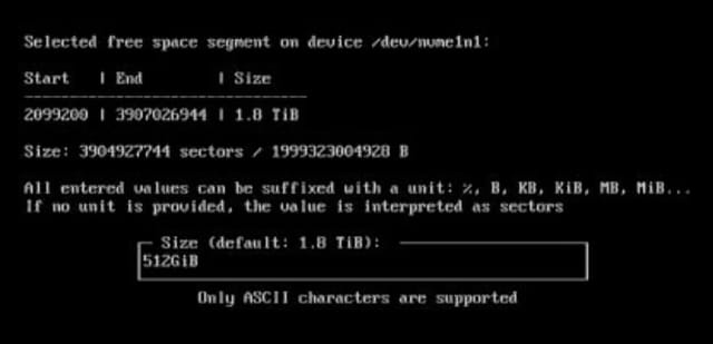 a screenshot of starting partitioning of disks