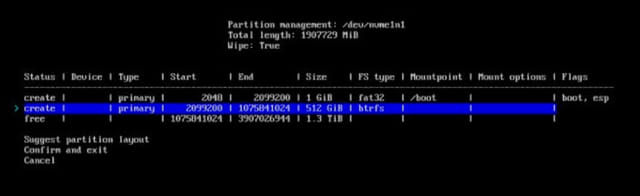 a screenshot of starting partitioning of disks