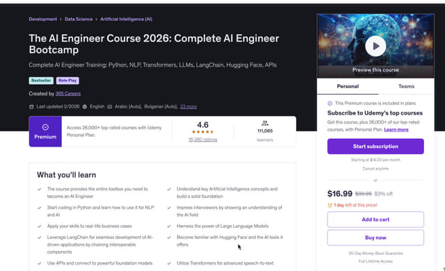 The AI Engineer Course 2026 on Udemy