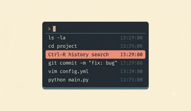 fzf fuzzy history search highlighting a selected command in the terminal